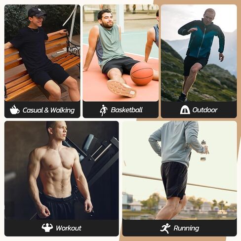 BOOJO 3 Pack Gym Basketball Mens Shorts - Quick Dry Black Workout Athletic Shorts with Pockets for Casual Running(S-6XL) in Saudi Arabia