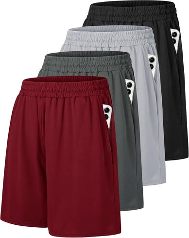 4 Pack Gym Mens Shorts - Basketball Athletic Shorts with Pockets Fitness Clothing Black Workout Quick Dry Shorts in Saudi Arabia
