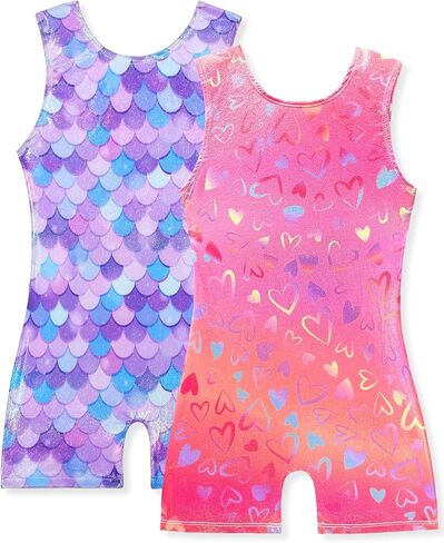 Gymnastics Leotards for Girls Shiny Toddler Biketard Unitard One Piece Tumbling Outfits in Saudi Arabia