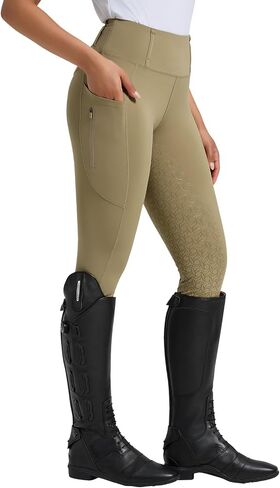 beroy Women's Horse Riding Pants Equestrian Breeches Full Seat Silicone Horseback Schooling Tights with Zipper Pocket in Kuwait
