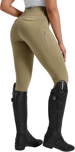 beroy Women's Horse Riding Pants Equestrian Breeches Full Seat Silicone Horseback Schooling Tights with Zipper Pocket in Kuwait