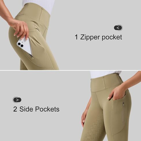 beroy Women's Horse Riding Pants Equestrian Breeches Full Seat Silicone Horseback Schooling Tights with Zipper Pocket in Kuwait