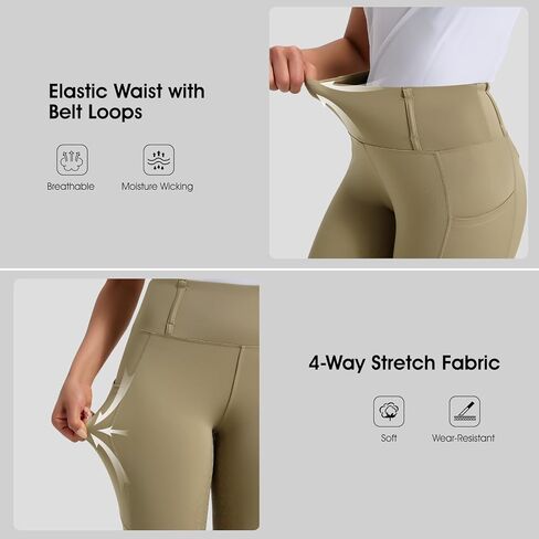 beroy Women's Horse Riding Pants Equestrian Breeches Full Seat Silicone Horseback Schooling Tights with Zipper Pocket in Kuwait