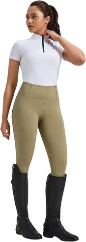 beroy Women's Horse Riding Pants Equestrian Breeches Full Seat Silicone Horseback Schooling Tights with Zipper Pocket in Kuwait