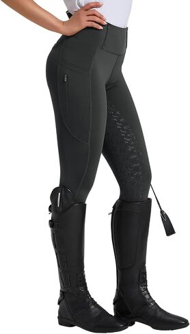 beroy Women's Horse Riding Pants Equestrian Breeches Full Seat Silicone Horseback Schooling Tights with Zipper Pocket in Kuwait