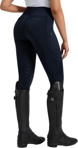 beroy Women's Horse Riding Pants Equestrian Breeches Full Seat Silicone Horseback Schooling Tights with Zipper Pocket in Kuwait