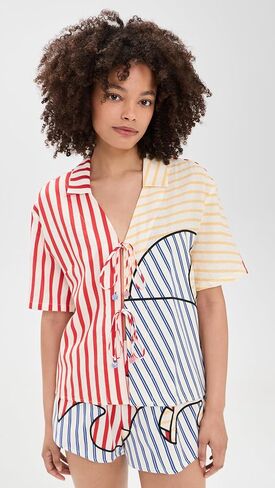 FARM Rio Women's Navy Stripes Off-White Blouse in Saudi Arabia