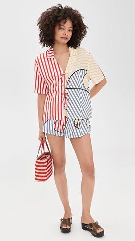 FARM Rio Women's Navy Stripes Off-White Blouse in Saudi Arabia