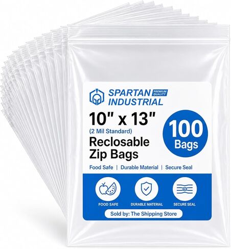 Spartan Industrial - 10" X 13" (100 Count) Quart Clear Reclosable Zip Plastic Poly Bags with Resealable Lock Seal Zipper - 2 Mil in Saudi Arabia