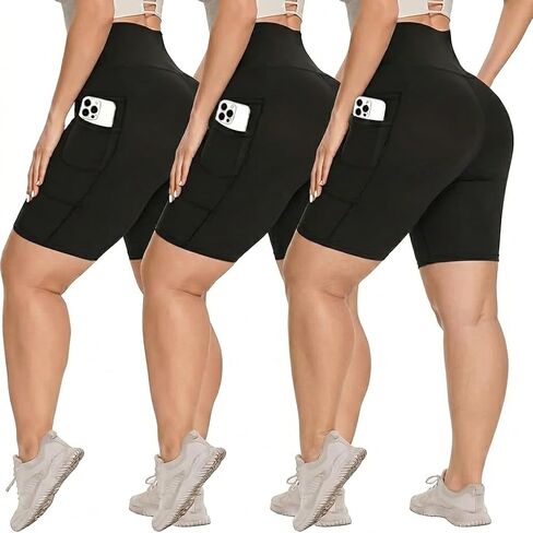 Syrinx 3 Pack Biker Shorts for Women – 8"/5" High Waisted Tummy Control Workout Yoga Running Athletic Shorts in Kuwait