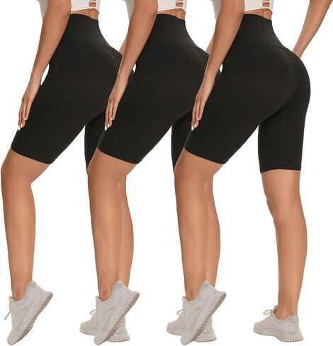 Syrinx 3 Pack Biker Shorts for Women – 8"/5" High Waisted Tummy Control Workout Yoga Running Athletic Shorts in Kuwait