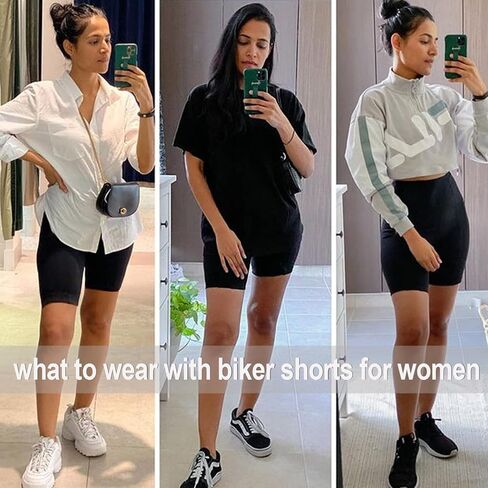 Syrinx 3 Pack Biker Shorts for Women – 8"/5" High Waisted Tummy Control Workout Yoga Running Athletic Shorts in Kuwait