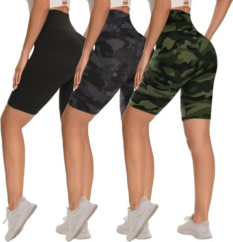 Syrinx 3 Pack Biker Shorts for Women – 8"/5" High Waisted Tummy Control Workout Yoga Running Athletic Shorts in Kuwait