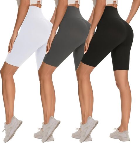 Syrinx 3 Pack Biker Shorts for Women – 8"/5" High Waisted Tummy Control Workout Yoga Running Athletic Shorts in Kuwait
