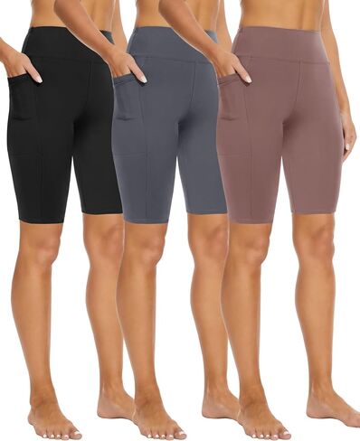 Syrinx 3 Pack Biker Shorts for Women – 8"/5" High Waisted Tummy Control Workout Yoga Running Athletic Shorts in Kuwait