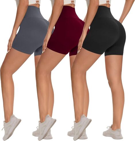 Syrinx 3 Pack Biker Shorts for Women – 8"/5" High Waisted Tummy Control Workout Yoga Running Athletic Shorts in Kuwait