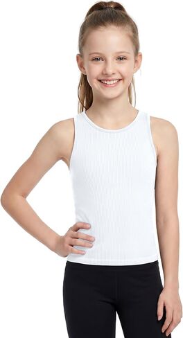 ATTRACO Ribflex Girls Ribbed Tank Top Sleeveless Athletic Racerback Tops for Kids Dance Gymnastics Casual 7-14 Years in Kuwait