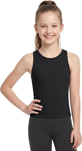 ATTRACO Ribflex Girls Ribbed Tank Top Sleeveless Athletic Racerback Tops for Kids Dance Gymnastics Casual 7-14 Years in Kuwait
