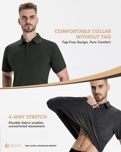 BOOJO 7 Pack Polo Shirts for Men - Quick Dry Moisture Wicking Performance Short Sleeve Mens Golf Shirts for Casual Work in Kuwait
