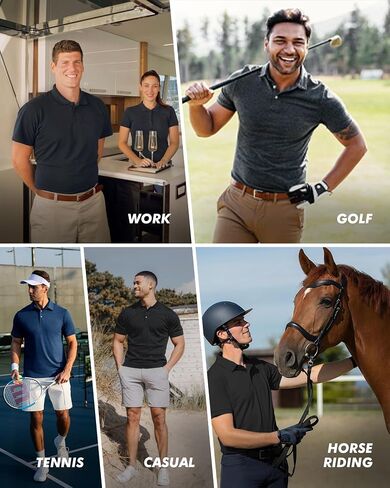 BOOJO 7 Pack Polo Shirts for Men - Quick Dry Moisture Wicking Performance Short Sleeve Mens Golf Shirts for Casual Work in Kuwait