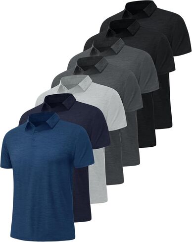 BOOJO 7 Pack Polo Shirts for Men - Quick Dry Moisture Wicking Performance Short Sleeve Mens Golf Shirts for Casual Work in Kuwait