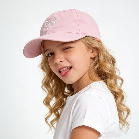 Fkatuzi Girls Cute Heart Criss Cross Ponytail Hat Kids Baseball Hat Embroidered Graphic Adjustable Baseball Cap Cotton in Saudi Arabia