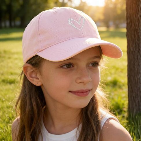 Fkatuzi Girls Cute Heart Criss Cross Ponytail Hat Kids Baseball Hat Embroidered Graphic Adjustable Baseball Cap Cotton in Saudi Arabia