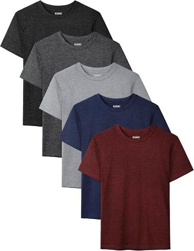 QWE 5 Pack Boys Shirts Youth Dry Fit Shirts Athletic Short Sleeve T Shirts Boys' Activewear Tops for Youth Teens 5-18 Years in Saudi Arabia