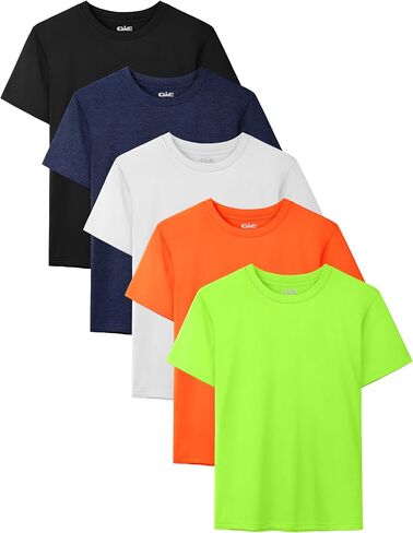 QWE 5 Pack Boys Shirts Youth Dry Fit Shirts Athletic Short Sleeve T Shirts Boys' Activewear Tops for Youth Teens 5-18 Years in Saudi Arabia