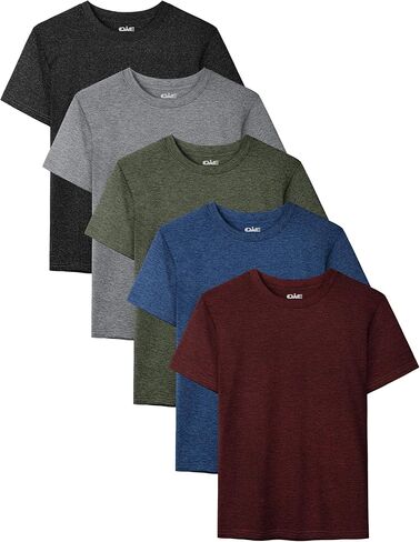 QWE 5 Pack Boys Shirts Youth Dry Fit Shirts Athletic Short Sleeve T Shirts Boys' Activewear Tops for Youth Teens 5-18 Years in Saudi Arabia