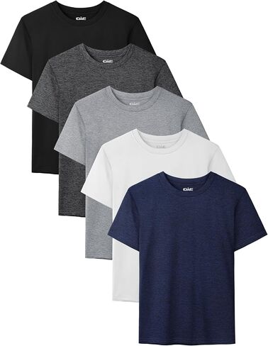 QWE 5 Pack Boys Shirts Youth Dry Fit Shirts Athletic Short Sleeve T Shirts Boys' Activewear Tops for Youth Teens 5-18 Years in Saudi Arabia