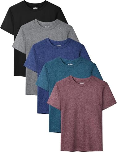 QWE 5 Pack Boys Shirts Youth Dry Fit Shirts Athletic Short Sleeve T Shirts Boys' Activewear Tops for Youth Teens 5-18 Years in Saudi Arabia