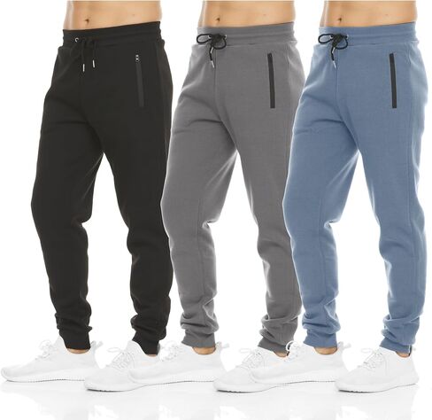 PURE CHAMP Mens Sweatpants 3 Pack Fleece Active Athletic Workout Jogger Sweatpants for Men with Zipper Pocket Size S-3XL in Saudi Arabia