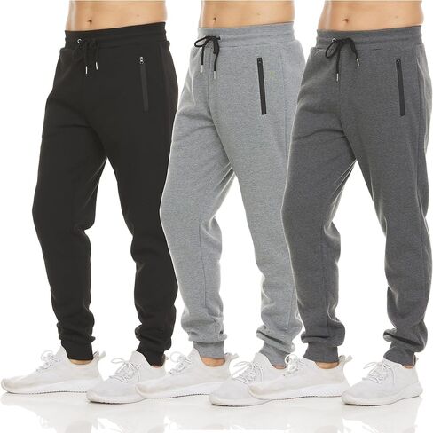 PURE CHAMP Mens Sweatpants 3 Pack Fleece Active Athletic Workout Jogger Sweatpants for Men with Zipper Pocket Size S-3XL in Saudi Arabia