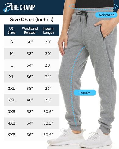 PURE CHAMP Mens Sweatpants 3 Pack Fleece Active Athletic Workout Jogger Sweatpants for Men with Zipper Pocket Size S-3XL in Saudi Arabia