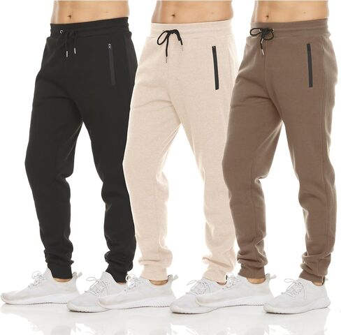 PURE CHAMP Mens Sweatpants 3 Pack Fleece Active Athletic Workout Jogger Sweatpants for Men with Zipper Pocket Size S-3XL in Saudi Arabia