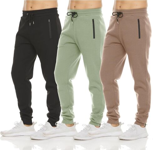 PURE CHAMP Mens Sweatpants 3 Pack Fleece Active Athletic Workout Jogger Sweatpants for Men with Zipper Pocket Size S-3XL in Saudi Arabia