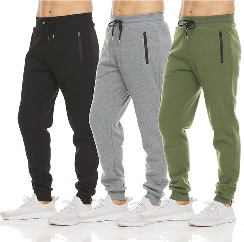 PURE CHAMP Mens Sweatpants 3 Pack Fleece Active Athletic Workout Jogger Sweatpants for Men with Zipper Pocket Size S-3XL in Saudi Arabia