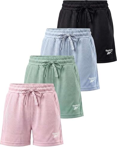 Reebok 4 Pack: Girls' Mesh Shorts Athletic Soccer Basketball Volleyball Running Track Softball Sports Gym Workout School 6-16 in Kuwait