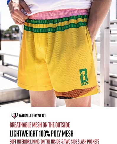 Baseball Lifestyle 101 Boy's Pencil Mesh Shorts with Side Pockets and Elastic Waist, 5 inch Inseam, Youth Sizes S-XL in Kuwait