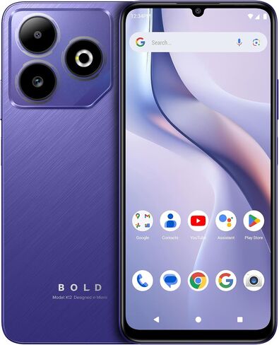 BLU Bold K12 | 2025 | Unlocked | 6.8" HD+ 120Hz Infinity Display | 50MP Main + 8MP Selfie Cameras | 128GB Internal Storage | US Version | US Warranty | Silver in Saudi Arabia