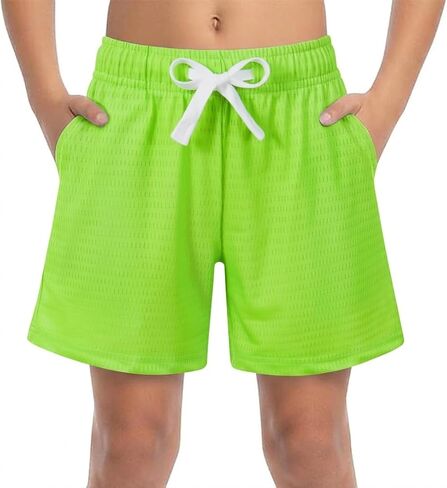 Cozople Boys Solid Athletic Shorts Quick Dry Lightweight Breathable Mesh Shorts with Pockets for Basketball Running Sports in Kuwait