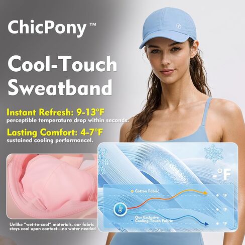 قبعة بيسبول TOP-EX ChicPony™ Cooling UV 50 عالية ذيل حصان للنساء - قابلة للتنفس لممارسة رياضة الجولف in Kuwait