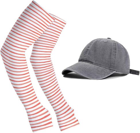 Baseball Cap and Cooling Arm Sleeves Set, Uv Protection Wear for Outdoor Sports Travel and Daily Casual Activities in Saudi Arabia