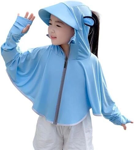FGSS Kids-Sun-Protection Cropped-Top-Hoodie Lightweight-Cooling UPF 50+ Zip-Jacket for Summer Outdoor in Kuwait