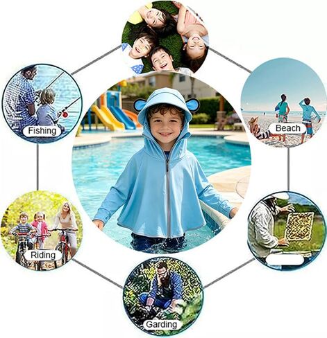FGSS Kids-Sun-Protection Cropped-Top-Hoodie Lightweight-Cooling UPF 50+ Zip-Jacket for Summer Outdoor in Kuwait