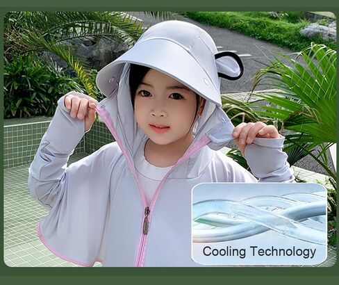FGSS Kids-Sun-Protection Cropped-Top-Hoodie Lightweight-Cooling UPF 50+ Zip-Jacket for Summer Outdoor in Kuwait