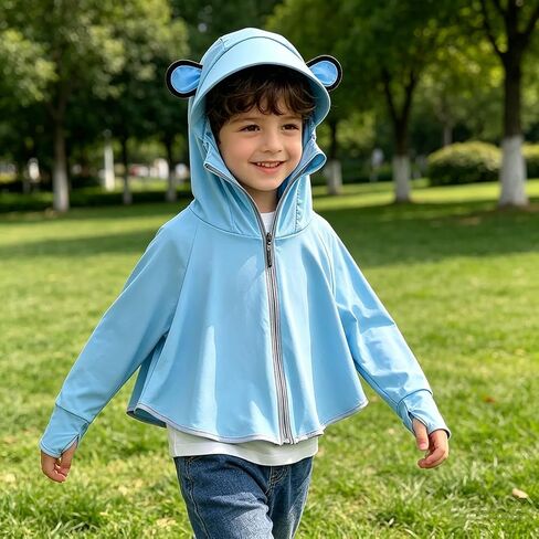 FGSS Kids-Sun-Protection Cropped-Top-Hoodie Lightweight-Cooling UPF 50+ Zip-Jacket for Summer Outdoor in Kuwait