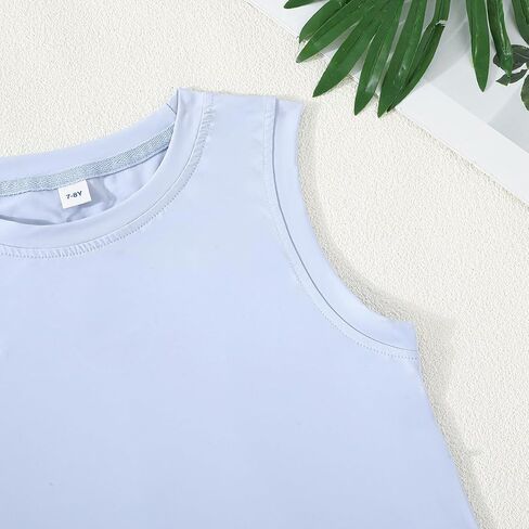 LYSMuch Girl قميص بدون أكمام تانك توب تنس تي شيرت للأطفال Racerback سريع الجفاف نشط تجريب اليوغا 5-14 سنة in Kuwait