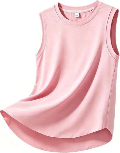 LYSMuch Girl قميص بدون أكمام تانك توب تنس تي شيرت للأطفال Racerback سريع الجفاف نشط تجريب اليوغا 5-14 سنة in Kuwait